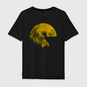 Мужская футболка хлопок Oversize с принтом Pac man moon | Пакмен луна в Белгороде, 100% хлопок | свободный крой, круглый ворот, “спинка” длиннее передней части | game | moon | night | pac men | retro | sega | денди | игры | луна | нинтендо | ночь | пакмен | ретро | сега