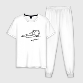Мужская пижама хлопок с принтом Andy Warhol   signature в Белгороде, 100% хлопок | брюки и футболка прямого кроя, без карманов, на брюках мягкая резинка на поясе и по низу штанин
 | andy warhol | celebrity | shoes | sketch | знаменитость | туфля | энди уорхол | эскиз