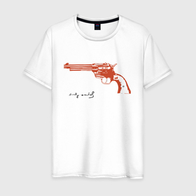 Мужская футболка хлопок с принтом Andy Warhol revolver , 100% хлопок | прямой крой, круглый вырез горловины, длина до линии бедер, слегка спущенное плечо. | andy warhol | art | celebrity | revolver | знаменитость | искусство | револьвер | энди уорхол