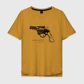 Мужская футболка хлопок Oversize с принтом Andy Warhol revolver sketch в Екатеринбурге, 100% хлопок | свободный крой, круглый ворот, “спинка” длиннее передней части | andy warhol | art | celebrity | revolver | знаменитость | искусство | револьвер | энди уорхол