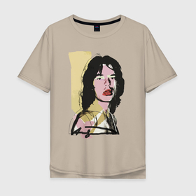 Мужская футболка хлопок Oversize с принтом Andy Warhol   Mick Jagger pop art в Новосибирске, 100% хлопок | свободный крой, круглый ворот, “спинка” длиннее передней части | andy warhol | celebrity | mick jagger | rolling stones | sketch | знаменитость | мик джаггер | ролинг стоунз | энди уорхол | эскиз