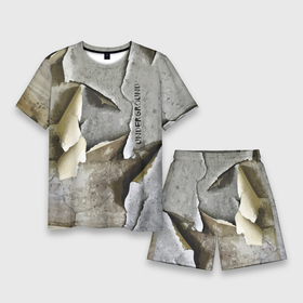 Мужской костюм с шортами 3D с принтом Underground 2057 ,  |  | art | hype | plaster | texture | underground | vanguard | авангард | искусство | текстура | хайп | штукатурка