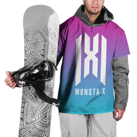 Накидка на куртку 3D с принтом MONSTA X LOGO NEON GRADIENT в Тюмени, 100% полиэстер |  | jooheon | kihyun | minhyuk | monsta x | mx | neon | shownu | wonho | градиент | монст х | монста х | мх | неон