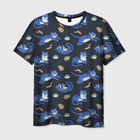 Мужская футболка 3D с принтом Тигры 2022 в Курске, 100% полиэфир | прямой крой, круглый вырез горловины, длина до линии бедер | 2022 | год | зима | новый | праздник | тигр