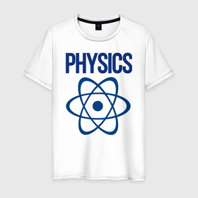 Мужская футболка хлопок с принтом Физика в Белгороде, 100% хлопок | прямой крой, круглый вырез горловины, длина до линии бедер, слегка спущенное плечо. | атом | естествознание | законы природы | молекула | наука | нейтрон | протон | физика