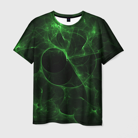 Мужская футболка 3D с принтом Малахитовая глыба в Белгороде, 100% полиэфир | прямой крой, круглый вырез горловины, длина до линии бедер | абстрактные | горы | зеленый | изумруд | малахит | малахитовый | минерал | неоновые | скала