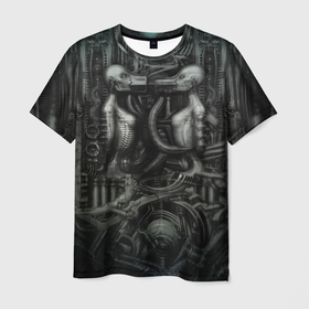Мужская футболка 3D с принтом Gigers worlds | Миры Ганса Гигера в Белгороде, 100% полиэфир | прямой крой, круглый вырез горловины, длина до линии бедер | giger | ганс | гигер | ксеноморф | фантастика | чужой
