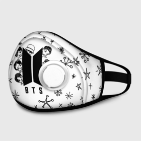 Маска из неопрена с принтом ЛОГОТИП БТС | LOGO BTS в городе Новоалтайск, неопрен 100% | Форма огибающая нос. Резинки для ушей с дополнительной резинкой на затылке. Клапан для выдоха для активного дыхания при занятиях спортом. Эластичный материал маски и окантовки для лучшего растяжения и прилегания маски.  | Тематика изображения на принте: bangtan | beyond | boys | boysband | bts | hiphop | korea | kpop | music | popart | scene | бтс | ви | джонгук | как у всех | корея | музыка | сюга | хипхоп | хочу | чимин | чин
