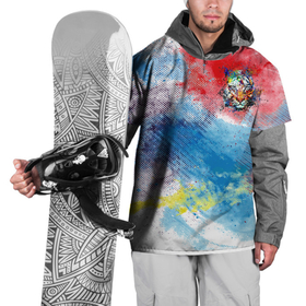 Накидка на куртку 3D с принтом Красочный лев на цветном облаке , 100% полиэстер |  | животные | краски | красочно | лев | радуга