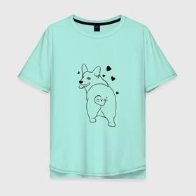 Мужская футболка хлопок Oversize с принтом корги в Курске, 100% хлопок | свободный крой, круглый ворот, “спинка” длиннее передней части | corgi | dog | корги | пес | собака