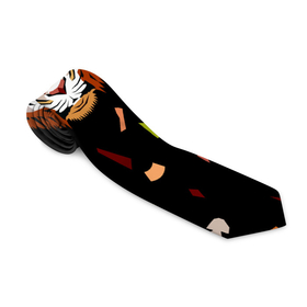 Галстук 3D с принтом кусочки Тигра в Петрозаводске, 100% полиэстер | Длина 148 см; Плотность 150-180 г/м2 | Тематика изображения на принте: дикие кошки | китайский гороскоп | новый год | символ года | тигр