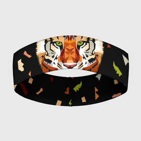 Повязка на голову 3D с принтом кусочки Тигра в Курске,  |  | дикие кошки | китайский гороскоп | новый год | символ года | тигр