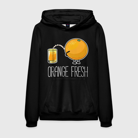 Мужская толстовка 3D с принтом Orange fresh   апельсиновый фрэш , 100% полиэстер | двухслойный капюшон со шнурком для регулировки, мягкие манжеты на рукавах и по низу толстовки, спереди карман-кенгуру с мягким внутренним слоем. | freshly squeezed | funny | joke | juice | orange | orange fresh | апельсин | апельсиновый фрэш | писает в стакан | прикол | свежевыжатый | сок | шутка