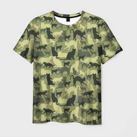 Мужская футболка 3D с принтом Камуфляж из Кошек , 100% полиэфир | прямой крой, круглый вырез горловины, длина до линии бедер | Тематика изображения на принте: camouflage | cat | kitty | military camouflage | pussy | барсик | военный камуфляж | год кота | год кошки | животное | зверь | камуфляж | киска | кот | котофей | котяра | кошечка | кошка | маскировка | милитари | мурзик