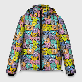 Мужская зимняя куртка 3D с принтом Весёлые Котики в Тюмени, верх — 100% полиэстер; подкладка — 100% полиэстер; утеплитель — 100% полиэстер | длина ниже бедра, свободный силуэт Оверсайз. Есть воротник-стойка, отстегивающийся капюшон и ветрозащитная планка. 

Боковые карманы с листочкой на кнопках и внутренний карман на молнии. | cat | kitty | pussy | барсик | год кота | год кошки | животное | зверь | киска | кот | котофей | котяра | кошечка | кошка | мурзик | мурлыка | мышелов | мяукатель | пушистик | рыжик | хищник