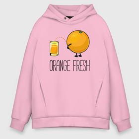 Мужское худи Oversize хлопок с принтом Orange fresh. в Петрозаводске, френч-терри — 70% хлопок, 30% полиэстер. Мягкий теплый начес внутри —100% хлопок | боковые карманы, эластичные манжеты и нижняя кромка, капюшон на магнитной кнопке | freshly squeezed | funny | joke | juice | orange | orange fresh | апельсин | апельсиновый фрэш | писает в стакан | прикол | свежевыжатый | сок | шутка