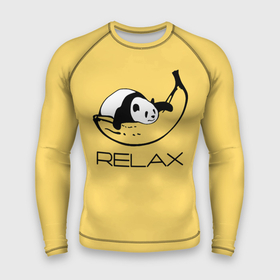 Мужской рашгард 3D с принтом Relax: панда на банане в Тюмени,  |  | banana | bear | hugged | lies | panda | relax | банан | лежит | медведь | обнял | панда