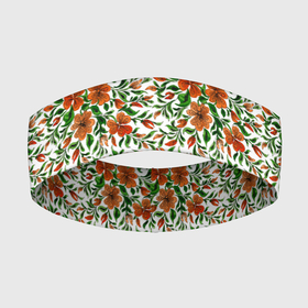 Повязка на голову 3D с принтом Цветной ковер в Кировске,  |  | bouquet | flowers | lawn | leaves | pattern | summer | букет | лето | листья | оранжевый | паттерн | поляна | текстура | узор | цветы