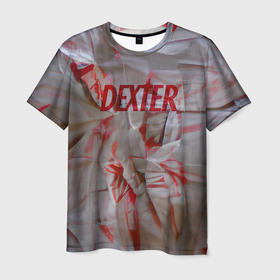 Мужская футболка 3D с принтом Кровавая ткань в Петрозаводске, 100% полиэфир | прямой крой, круглый вырез горловины, длина до линии бедер | dexter | halloween | декстер | косплей | костюм | кровь | пленка | хелоуин