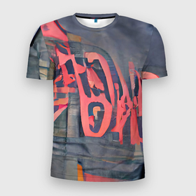 Мужская футболка 3D Slim с принтом Надпись граффити в Новосибирске, 100% полиэстер с улучшенными характеристиками | приталенный силуэт, круглая горловина, широкие плечи, сужается к линии бедра | graffiti | grunge | гранж | граффити | депрессивный | красный | панк