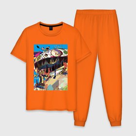 Мужская пижама хлопок с принтом Takashi Murakami Go в Курске, 100% хлопок | брюки и футболка прямого кроя, без карманов, на брюках мягкая резинка на поясе и по низу штанин
 | artist | colors | designer | japan | краски | палитра | скульптура | художник