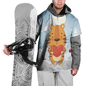 Накидка на куртку 3D с принтом Тигренок с большим сердцем в Курске, 100% полиэстер |  | 2022 | год тигра | новый год | новый год 2022 | символ года | тигр | тигренок | тигрица | тигры
