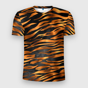 Мужская футболка 3D Slim с принтом В шкуре тигра в Санкт-Петербурге, 100% полиэстер с улучшенными характеристиками | приталенный силуэт, круглая горловина, широкие плечи, сужается к линии бедра | 2022 | год тигра | новый год | новый год 2022 | символ года | тигр | тигренок | тигрица | тигры