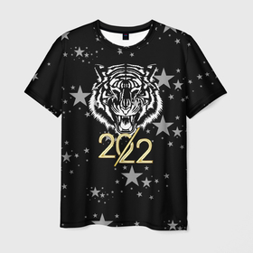 Мужская футболка 3D с принтом Символ года (тигр 2022 Ура Ура) в Санкт-Петербурге, 100% полиэфир | прямой крой, круглый вырез горловины, длина до линии бедер | 2022 | новый год | подарок | праздник | символ года | тигр