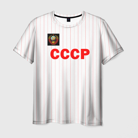 Мужская футболка 3D с принтом Сборная СССР по футболу82 в Санкт-Петербурге, 100% полиэфир | прямой крой, круглый вырез горловины, длина до линии бедер | Тематика изображения на принте: 82 | историческая форма | ретро | сборная ссср | ссср | футбол