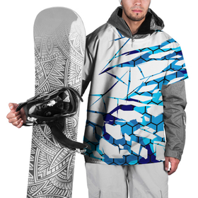 Накидка на куртку 3D с принтом 3D ВЗРЫВ ПЛИТ Белые и синие осколки в Санкт-Петербурге, 100% полиэстер |  | Тематика изображения на принте: 3d | 3д | абстракция | осколки | плиты | текстуры