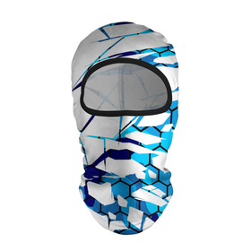 Балаклава 3D с принтом 3D ВЗРЫВ ПЛИТ Белые и синие осколки в Кировске, 100% полиэстер, ткань с особыми свойствами — Activecool | плотность 150–180 г/м2; хорошо тянется, но при этом сохраняет форму. Закрывает шею, вокруг отверстия для глаз кайма. Единый размер | 3d | 3д | абстракция | осколки | плиты | текстуры