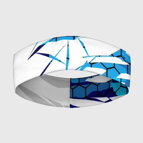 Повязка на голову 3D с принтом 3D ВЗРЫВ ПЛИТ Белые и синие осколки в Тюмени,  |  | 3d | 3д | абстракция | осколки | плиты | текстуры