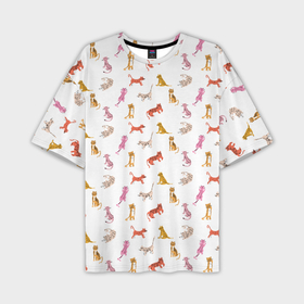 Мужская футболка OVERSIZE 3D с принтом Забавные тигрята на белом фоне ,  |  | животные | звери | зверята | иллюсрация | тигр | тигрята