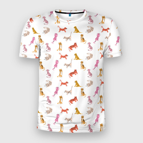 Мужская футболка 3D Slim с принтом Забавные тигрята на белом фоне в Санкт-Петербурге, 100% полиэстер с улучшенными характеристиками | приталенный силуэт, круглая горловина, широкие плечи, сужается к линии бедра | Тематика изображения на принте: животные | звери | зверята | иллюсрация | тигр | тигрята