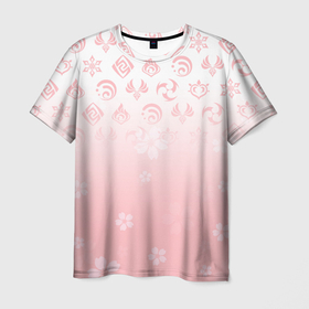 Мужская футболка 3D с принтом ГЕНШИН ИМПАКТ ЯПОНИЯ САКУРА ЦВЕТОК в Новосибирске, 100% полиэфир | прямой крой, круглый вырез горловины, длина до линии бедер | Тематика изображения на принте: anime | chery | genshin impact | japan | pink | sakura | аниме | вишня | геншен импакт | геншин импакт | геншин эмпакт | геншинимпакт | игры | персонажи | розовый | сакура | япония