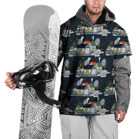 Накидка на куртку 3D с принтом Зимний вечерок в Санкт-Петербурге, 100% полиэстер |  | домик | зима | новый год | ночь | снег