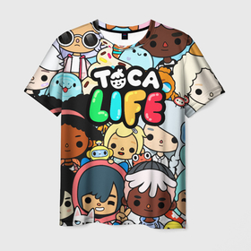 Мужская футболка 3D с принтом Toca Life персонажи из игры в Белгороде, 100% полиэфир | прямой крой, круглый вырез горловины, длина до линии бедер | toca boca | toca life | детская игра | игра | лого | логотип | персонажи | прикоснуться ко рту | тока бока