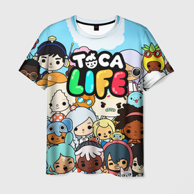 Мужская футболка 3D с принтом Toca LIFE персонажи , 100% полиэфир | прямой крой, круглый вырез горловины, длина до линии бедер | toca boca | toca life | детская игра | игра | лого | логотип | персонажи | прикоснуться ко рту | тока бока