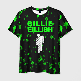 Мужская футболка 3D с принтом billie eilish | Снежинки в Петрозаводске, 100% полиэфир | прямой крой, круглый вырез горловины, длина до линии бедер | Тематика изображения на принте: be | billie | billie eilish | blohsh | ghoul | билли | билли айлиш