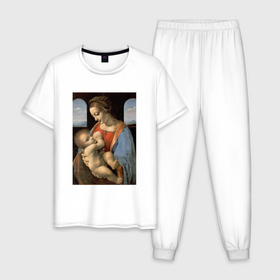Мужская пижама хлопок с принтом Леонардо да Винчи 