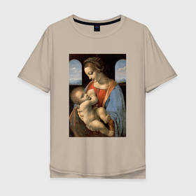 Мужская футболка хлопок Oversize с принтом Леонардо да Винчи 
