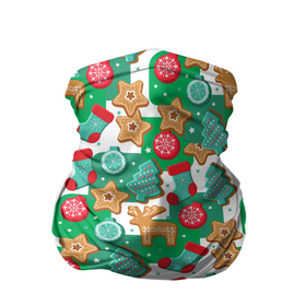 Бандана-труба 3D с принтом Новогодние печеньки , 100% полиэстер, ткань с особыми свойствами — Activecool | плотность 150‒180 г/м2; хорошо тянется, но сохраняет форму | елка | елочные игрушки | елочные украшения | елочный шар | звезды | новый год | олени | печенье | печеньки | рождественское печенье | рождество