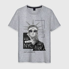 Мужская футболка хлопок с принтом Женская принт NYC в Екатеринбурге, 100% хлопок | прямой крой, круглый вырез горловины, длина до линии бедер, слегка спущенное плечо. | женский | прикольный | принт | стиль | фешион