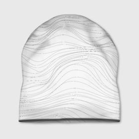 Шапка 3D с принтом Белые волны в Екатеринбурге, 100% полиэстер | универсальный размер, печать по всей поверхности изделия | абстракция | волны | иллюзия | линии | моноколор
