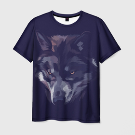 Мужская футболка 3D с принтом Одинокий волк в ожидании в Кировске, 100% полиэфир | прямой крой, круглый вырез горловины, длина до линии бедер | волк | голова волка | животное | лесной житель | хищник
