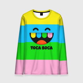 Мужской лонгслив 3D с принтом Toca Boca Logo | Тока Бока в Новосибирске, 100% полиэстер | длинные рукава, круглый вырез горловины, полуприлегающий силуэт | logo | toca boca | детская игра | игра | лого | логотип | персонажи | прикоснуться ко рту | тока бока