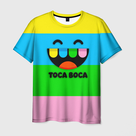 Мужская футболка 3D с принтом Toca Boca Logo | Тока Бока , 100% полиэфир | прямой крой, круглый вырез горловины, длина до линии бедер | logo | toca boca | детская игра | игра | лого | логотип | персонажи | прикоснуться ко рту | тока бока