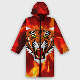 Дождевик унисекс 3D с принтом Fire Tiger Face 2022 в городе Новоалтайск,  |  | Тематика изображения на принте: 2022 | animal | cat | fire | tiger | голова | животные | кот | кошка | огонь | тигр