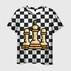 Мужская футболка 3D с принтом ChessKing Abstraction в Петрозаводске, 100% полиэфир | прямой крой, круглый вырез горловины, длина до линии бедер | chess | king | queen | texture | абстракция | геометрия | доска | клетка | королева | паттерн | текстура | фигуры | ход королевы | шахматы