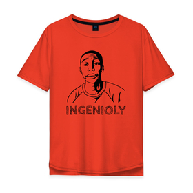 Мужская футболка хлопок Oversize с принтом Ingeniously в Тюмени, 100% хлопок | свободный крой, круглый ворот, “спинка” длиннее передней части | ingeniously | khabane lame | khaby | блогер | тик ток | хаби | хаби лейм